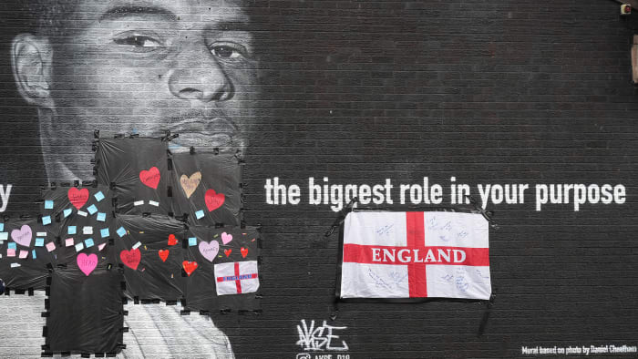 A mural of Marcus Rashford in England